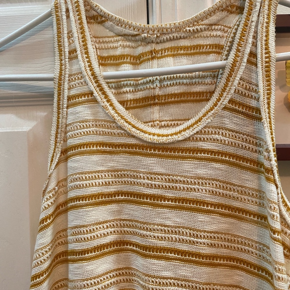 Lou & Grey Cream Mustard small Striped Knit maxi dress, mostly cotton Summer!